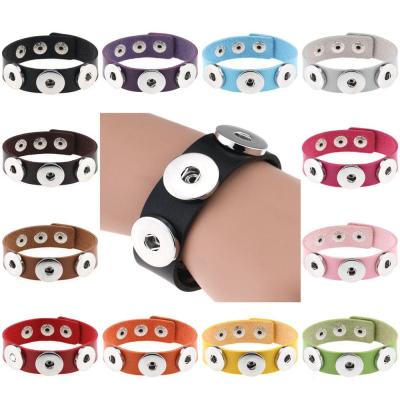 China CLASSIC DIY Cheap Leather Bracelet Silver Knot Breaks Buttons 18mm Mens PU Leather Bracelets Jewelry for sale