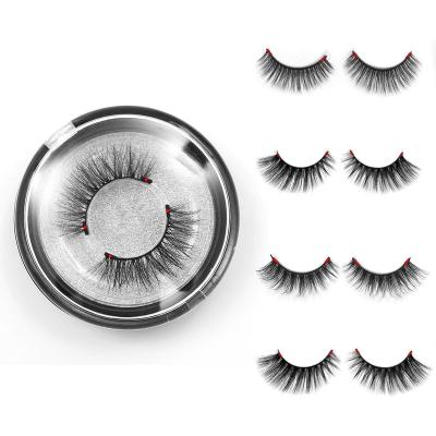 China Double 3D Soft Magnetic False Eyelashes Plastic Box Soft Strip Eyelashes 4pcs/Set 10mm 16mm ONLY FOR USA for sale