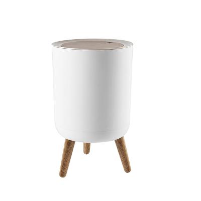 China Trash Can Stored With Bamboo Lid Kitchen Bin for sale