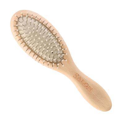 China Small Size Solid Wood Oval Wooden Pin Hairpin Wet Dry Hair Massager Pad Cushion Comb for sale