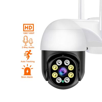 China Human Motion Tracking Outdoor PTZ Camera 2MP Human Motion Detection Auto Tracking Two Way Audios Playback Alarm Siren P2P 2.4G WiFi Video Camera for sale