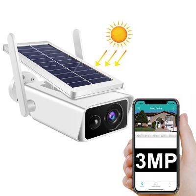 China NIGHT VISION 3MP PTZ Solar Security Camera 360 Degree Outdoor Motion Detection and Siren WiFi Solar Battery Rechargeable Camera for sale