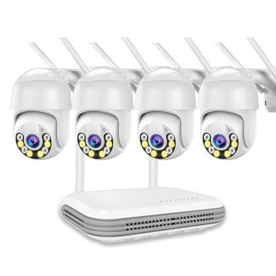 China PAN-TILT mini NVR with 4 PCS 3MP WIFI Security PTZ Camera H.265 4CH P2P NVR Video Surveillance Set Wireless CCTV WIFI NVR System KIT for sale