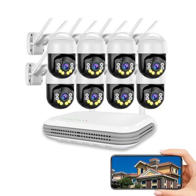 China PAN-TILT 8CH mini NVR set Wireless IP Camera CCTV Surveillance AI 3MP HD Audio PTZ Video Xmeye WiFi NVR Security System Kit for sale