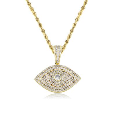 China Wholesale Lead Free Nickel Free 18K Gold Plated Bling Bling Zirconia Diamond Evil Eye Initial Charm Pendant Necklace For Women for sale