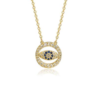 China Lead Free Tasty Evil Eye Necklace For Women 18K Gold Plated Minimalist Simple Cut Out Zircon Boho Protection Evil Eye Necklace Gift for sale