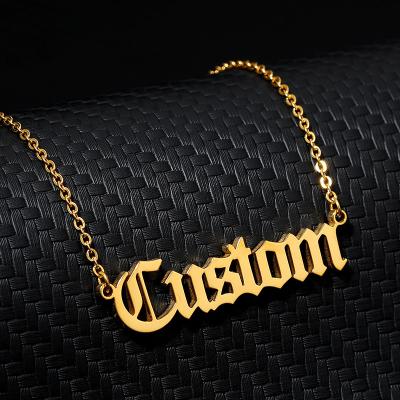 China Hiphop Custom Names 18K Gold Vacuum Plated Stainless Steel Necklace Personalized Letter Necklace For Women Custom Names Necklace for sale