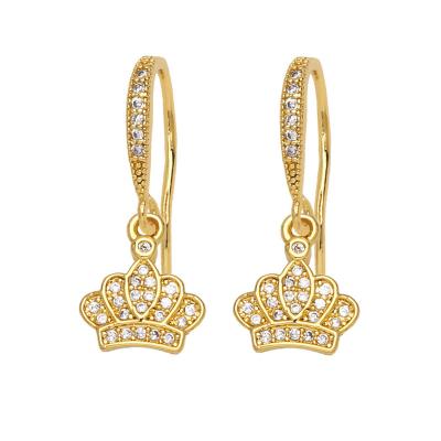 China Luxury Hiphop Zircon Virgin Crown Star Butterfly Moon Drop Earrings Niche Design Statement 18K Gold Plated Earring Hooks for sale