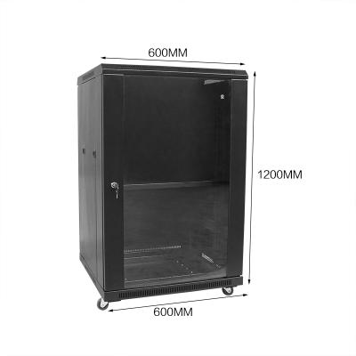 China SPCC Quality Cold Rolled VCOM 22U Network Door DDF Network Server Cabinet Steel Floor Standing Glass Rack for sale