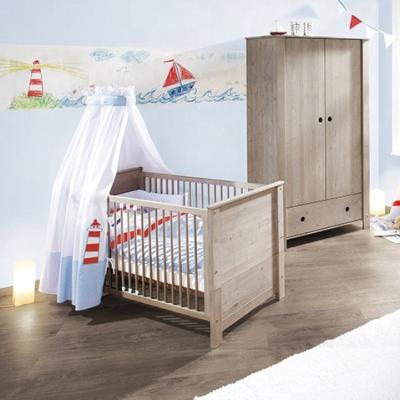 China Good quality modern hot sale 20CCB026 children's baby natural wooden color sleeping cribs bed room furniture set modern infant cribs crib for sale