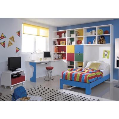 China Modern NOVA 20KAD052 High Quality 3 in 1 Kid's Wall Bed with Open Shelf and Desk Wood Kids Color Bedroom Furniture Set for sale