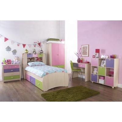 China NOVA 19AD009 Modern Design Kids Beds Girls Wooden Kids For Sleeping Room Furniture Set Pink Color Princess Bed With Storage Unit for sale