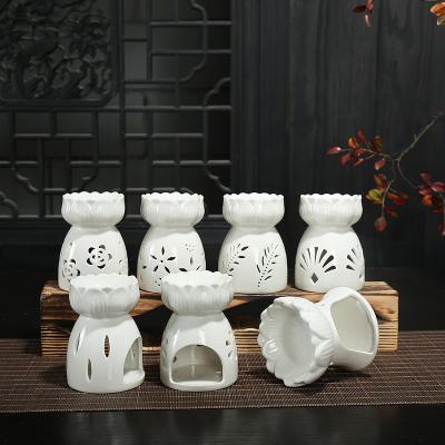 China Chinese Wholesale Ceramic Silver Ceramic Burner White Silver Ceramic Oil Incense Burners Gold Oil Incense Burners Oil Ceramic Tea Light Wax Burner for sale