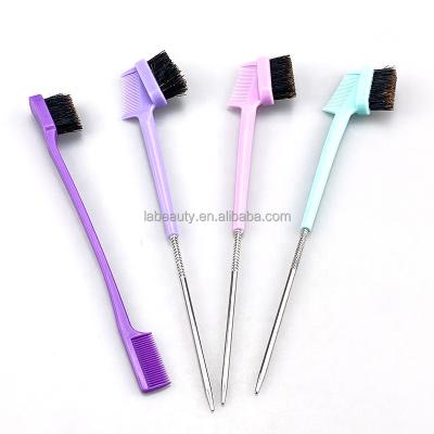 China Home/Salon/Hotel/Hot Selling Mini Soft Bristle Double Sided Travel Hair Cutting Styling Comb Salon Hair Edge Brush Rat Tail Eyebrow Brush For Hairdresser for sale