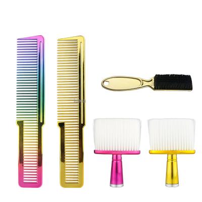 China Salon Neck Cloth Brush Haircut Tools Set Plating Rainbow Salon Barbers Hair Combs Brush Clipper Kit Men Haircut Set For Hairdresser for sale