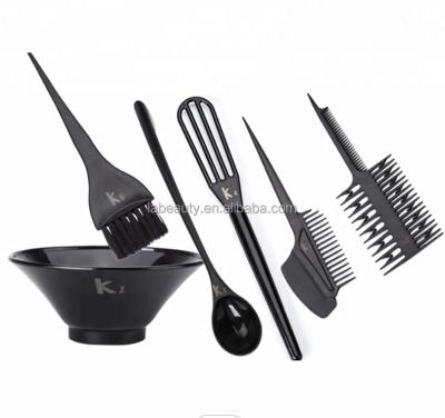 China Plastic Round Coloring Tool Kit 6 Pcs Set Salon Hair Coloring Dyeing Tools Stick Comb Brush Hair Dyeing Kit With Spoon Mixing Bowl for sale