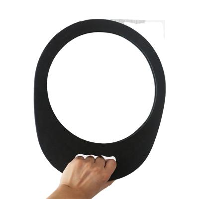 China Labeauty Style Black EVA Frame Round Beauty Hair Antique Salon Mirror Custom Parchute Non-slip Handheld Round Mirror In Stock for sale