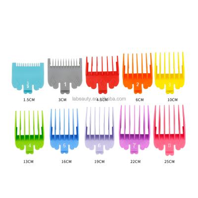 China 10sizes Salon Universal Colored Clipper Set Guide Comb Salon Guard Multicolor Plastic Clip Guards Comb For Hair Trimmer for sale