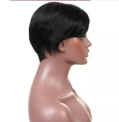 China Silky Straight Wave Lace Up Non Lace Pixie Cut Human Hair Wig 100% Natural Black Color Brazilian Hair Wigs Braided Lace Wigs Hair for sale