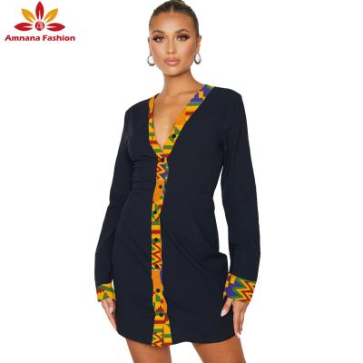 China Cotton Newest Arrived African Print Shift Dress Autumn And Winter Clothing With Good Quality for sale