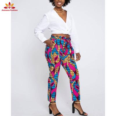 China New Fashion Cotton Mid Rise100% Cotton Non-stretch Ankara African Print Pants For Women for sale