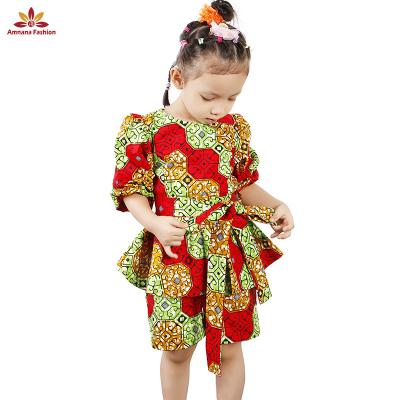 China Cotton Customized African Kids Clothing 2 Piece Set Girls Wax Print Ankara Clothes Wear With High Quality for sale