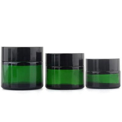 China 2021 Ready Store Hot Sale 15ml/30ml/50ml Cosmetic Amber Blue Glass Cream Jar Green Green For Sale for sale