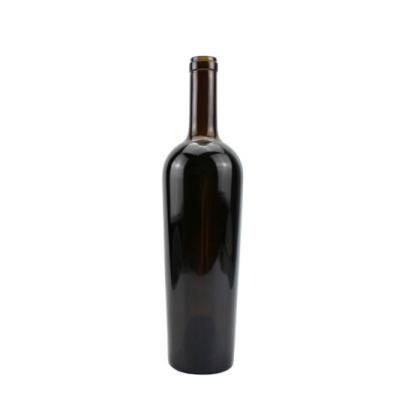 China Dark Green 750ml Beverage Wine Bottle Glass Low Price Wine Bottle Glass Champagne / Wine Glass Bottle With Cork for sale