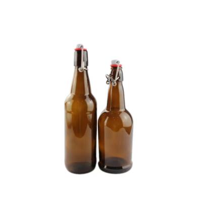 China 250ml 330ml 355ml 500ml 600ml 650ml 750ml Amber Swing Top Lid Glass Beverage Beer Bottle for sale