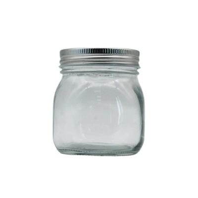 China Custom empty clear glass food jar low price 300ml 500ml food jar food storage jar with aluminum cap for sale