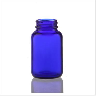 China Custom Pharmaceutical Medicine Tablet 50cc-675cc Blue Bottle Effervescent Glass Packaging Bottle For Tablet for sale