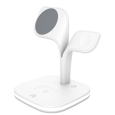 China Safe magnetic 2in1 earphone 3 in 1 15w Qi wireless charger with led under body for iphone13 for sale