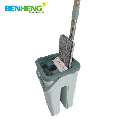 China CLEAN and DRY lazy broom easy workable bucket broom lazy broom hygienic cleaning set for sale