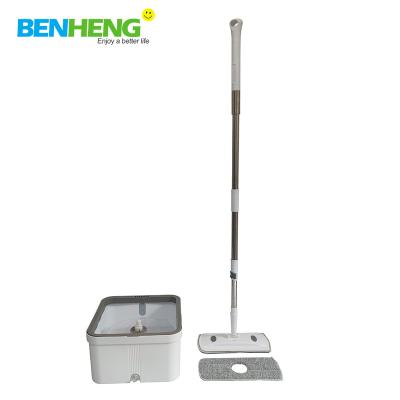 China BENHENG new generation viable magic spinning clean dirty water separated spinning broom with flat broom system for sale