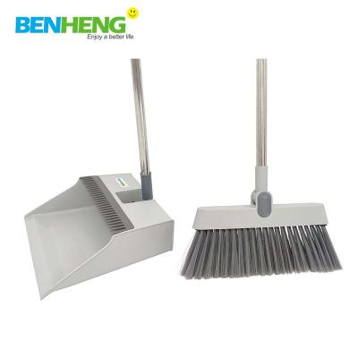 China Soft And Durable Magic Broom Tools Stainless Steel Broom Dustpan Cleaning Set for sale