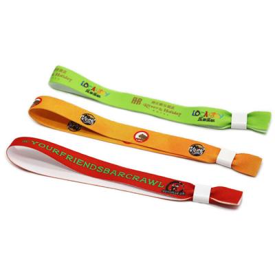 China Polyester Ribbon Woven Wrist Bands Event Party Band Printed Fabric Wristbands for sale