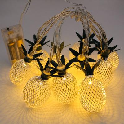 China Battery string lights 1.65M 10 Lamps LED pineapple lights with battery box use in the holiday and Summer beach pineapple string lights for sale