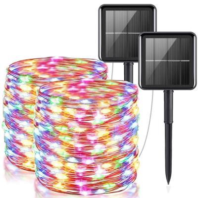 China Solar Powered Hot sale 8 Modes 10cm Holiday String Lights 100LED Copper Wire Outdoor Solar String Lights For Christmas Decoration for sale