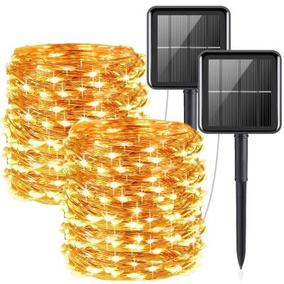 China Solar Powered Waterproof 33Ft 8 Modes Holiday String Lights 100LED Copper Wire Outdoor Solar String Lights For Christmas Decoration for sale