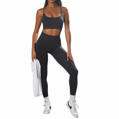 China Breathable Free Sample Women High Quality Sportswear Fitness Seamless Yoga Bra And Butt Lift Legging Set for sale