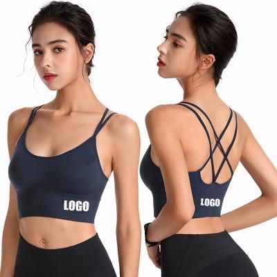 China Breathable Custom Sports Bra Breathable Shockproof Padded Bras Athletic Running Fitness Gym Workout Yoga Top Women for sale