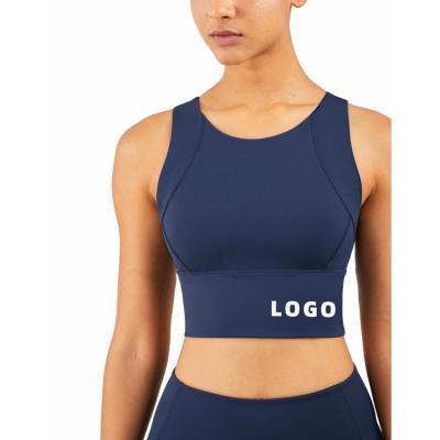 China Breathable Fashion Custom Sports Bra With High Neck Running Shockproof Yoga Bra Fitness Tank Top Women for sale