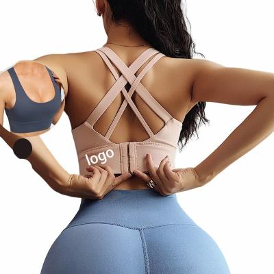 China Breathable Oem S-3xl Plus Size Gym Clothing Women Yoga Vest Sportswear High Impact Shockproof Women Cross Back Running Training Fitness Bra for sale