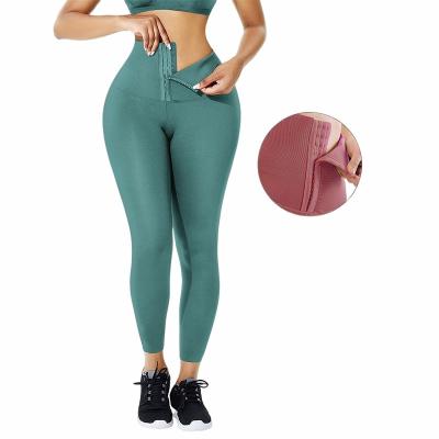 China Breathable Custom Plus Size Waist Trainer Leggings Women Workout Gym Corset Yoga Pants Abdomen Compression High Waist Shapewear Leggings for sale