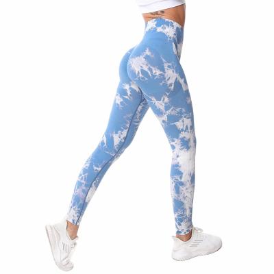 China Breathable Suppliers Custom Sport Pants Women Fitness Seamless High Waisted Gym Hip Lifting Tie Dye Yoga Pants Leggings for sale