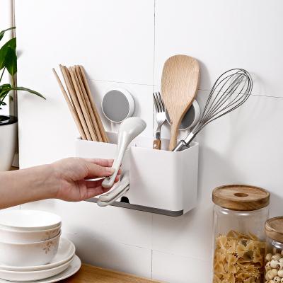 China Factory Price Kitchen Bathroom Wall Mounted Sustainable Rack Suction White Chopsticks Tube for sale