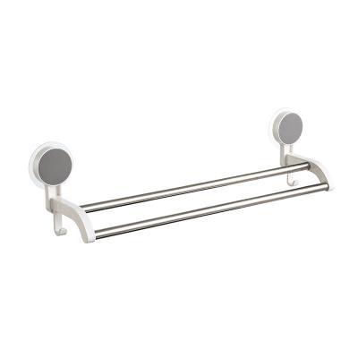 China Hot Selling 2022 Bathroom Heater Suction Cup Plastic ABS White Double Pole Towel Rack for sale