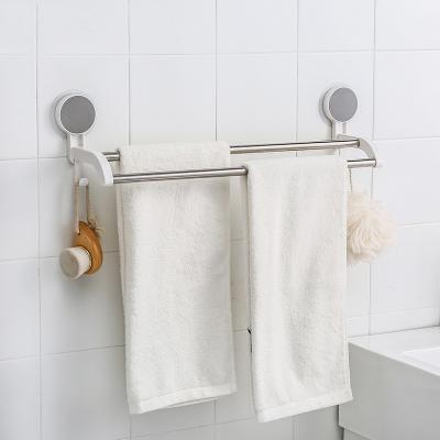 China Wholesale NEW Bathroom Plastic ABS Cup Suction Heater White Double Pole Towel Rack for sale