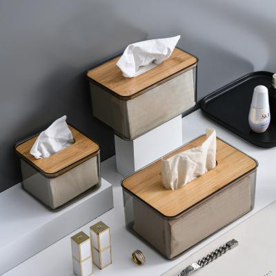 China Wholesale Custom Size Minimalist Nordic Style Large Plastic Tissue Holder Wood Box With Wooden Rectangular Cover for sale