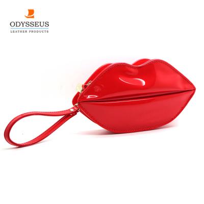 China Beauty Pouch Free Sample Red Fashion PU Leather Cosmetic Bag With Custom Logo for sale